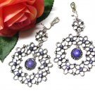 ~ FREE SHIPPING ~E1735 Rhinestone Purple Dangle Clip On Earrings 7cm Exotic Jewelry