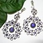 ~ FREE SHIPPING ~E1735 Rhinestone Purple Dangle Clip On Earrings 7cm Exotic Jewelry
