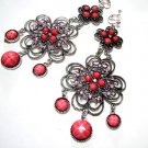 E1616 Rhinestone Pink Jewelry Clip On Earrings 12.5cm