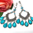 E1643 Dangle Blue Clip On Earrings 7.5cm cOOl!!