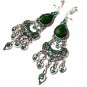 E1649 Exotic Dangle Green Rhinestone Earrings 9cm