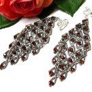 E1657 Brown Rhinestone Exotic Clip On Earrings 9.5cm