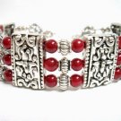 *FREE SHIPPING* BA201 TIBETAN SILVER 3 STRAND RED BRACELET