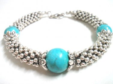 *FREE SHIPPING* BA241 TIBETAN SILVER BLUE BRACELET