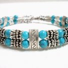 *FREE SHIPPING* BA260 TIBETAN SILVER 2 STRAND BLUE BRACELET