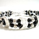 *FREE SHIPPING* BA263 TIBETAN SILVER 2 STRAND BLACK BRACELET