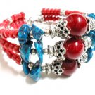 *FREE SHIPPING* BA300 TIBETAN SILVER 3 STRAND COLORFUL BRACELET
