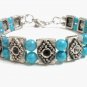 *FREE SHIPPING* BA247 TIBETAN SILVER BLUE BEADS BRACELET
