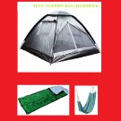 P-C SINGLE BACKPACK SET 2 MAN CAMPING TENT ANTI-UV+MUMMY SLEEPING BAG+HAMMOCK SWING