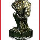 p-c METAL PEWTER HOLD EM POKER AWARD TROPHY HAND HOLDING ROYAL FLUSH PLAYING CARDS FREE U.S. POST