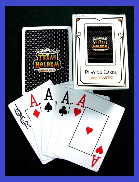 p-c TEXAS HOLD EM SET POKER JUMBO NAVY BLUE PLAYING DECK CARDS BLACKJACK SEALED NEW FREE U.S. POST