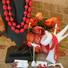 VINTAGE LOT OF RED AND WHITE COSTUME JEWELRY