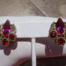 VINTAGE HOT PINK & RED CLIP ON EARRINGS