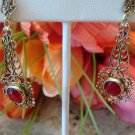VINTAGE FILIGREE & FAUX RUBY CLIP ON EARRINGS