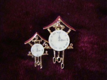 Estate Unsigned Set of Cuckoo Clock Sweater or Collar Pins