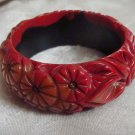 Estate Vintage Morning Bakelite, Celluloid Plastic Carved Bangle Bracelet Estate Vintage Morning Bakelite, Celluloid Plastic Carved Bangle Bracelet