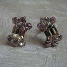 Estate Vintage Signed Weiss Yellow & Clear Rhinestone Screw back earrings