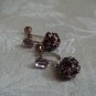 Estate Vintage Signed Weiss Purple Amethyst  Rhinestone Screw back Dangle earrings