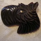 Estate Vintage Bakelite, Celluloid Plastic Carved Scottie Dog Brooch Pin Estate Vintage Bakelite, Celluloid Plastic Carved Scottie Dog Brooch Pin