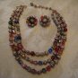 Estate Vintage Japan Multi Strand Beaded Necklace and Earring Set