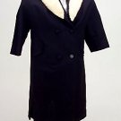 Vintage Ladies Black Wool Coat White Fur Collar 1940s era Original Owners As Is