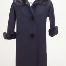 Vintage Ladies Wool Coat Fur Collar 1940s Black fur Black coat Original Owners