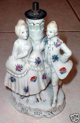 Colonial Lamp pre-war Japan Man and Woman Ceramic Excellent condition