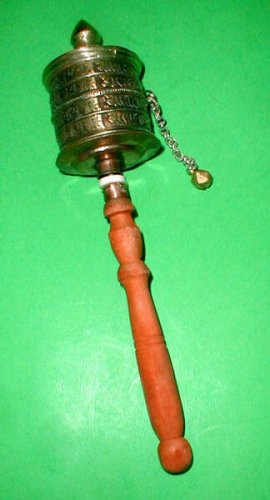 Prayer Wheel Tibet Meditation 9 inch w/Scroll Om Mane Padme Hum made in Nepal