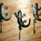 Gecko Key Hooks 3 pcs 7.5" Handmade iron Keyholder Craft Geico Gecko Key Hooks