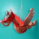 Dragon Naga Flying Hanging Sm 8" made in Bali wood RED handmade