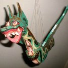 Dragon Naga Flying Hanging Sm 8" made in Bali wood  GREEN handmade