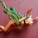 Flying Hanging Nude Lady Hand Wood 16" long Green AS IS SAVE almost 20% off norm