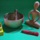 Tibetan Singing Bowl L ANTIQUE Gift set hand hammered 6.5" D  21 oz plus bonuses