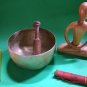 Tibetan Singing Bowl L ANTIQUE Gift set hand hammered 6.5" D  21 oz plus bonuses
