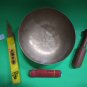 Tibetan Singing Bowl L ANTIQUE Gift set hand hammered 6.5" D  21 oz plus bonuses