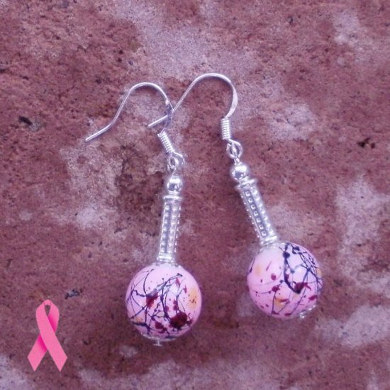 Hand Painted Glass Bead Earrings