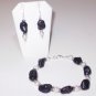Black Turquoise Nugget Bracelet And Earrings (1a)