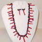 Coral Branch and Onyx Necklace And Earring Set