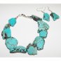 Turquoise Slab Slice Bracelet and Earring Set