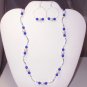Cat's Eye And Pearl Necklace Set (cobalt blue)