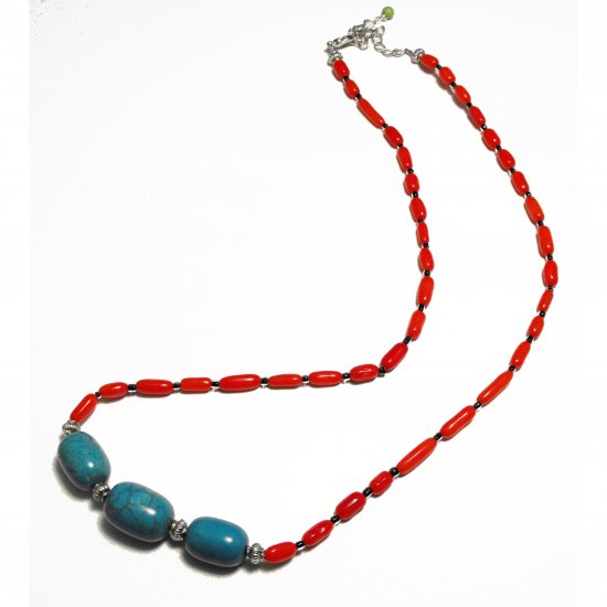 Turquoise And Coral Necklace