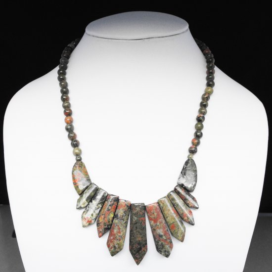 Unakite Sword Pendant Necklace