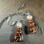 Brown Cat Earrings Sterling Holy Tabby Saint Cat