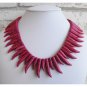 Red/Pink Curved Tooth Necklace