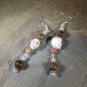 Carved Howlite Turquoise Skull Dangle Earrings 3"