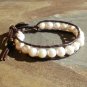 Geniune Freshwater Pearl Leather Wrap Bracelet