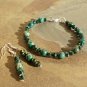 Green Natural Sea Sediment Stone Bracelet and Earring Set
