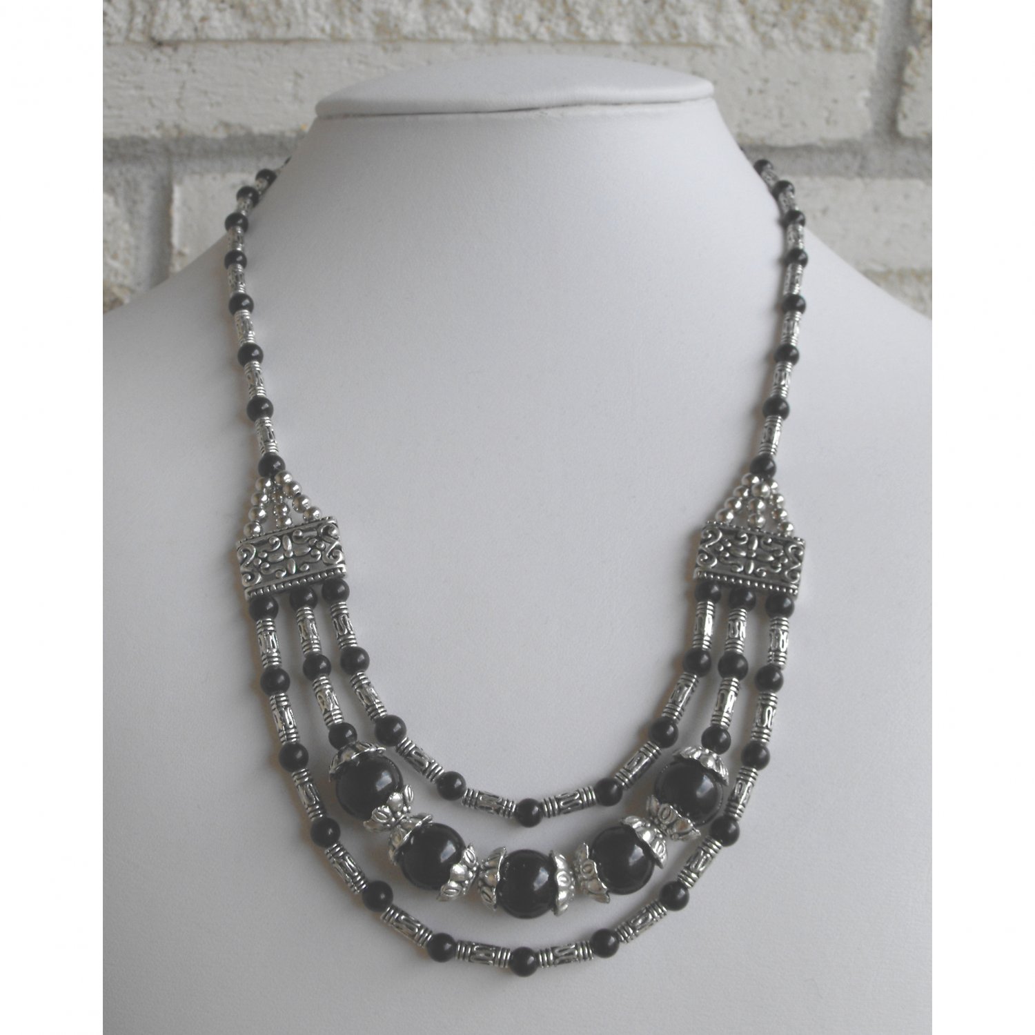 Black Agate Beaded Necklace