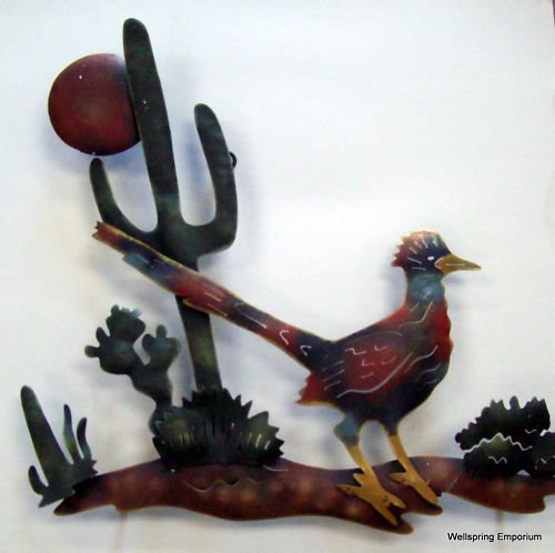 Saguaro Roadrunner Metal Art 3d Wall Or Patio Hanging