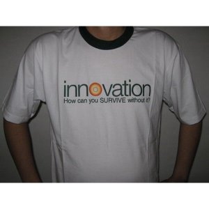 Innovation     How Can Your Survive Without It?  - Black Neck White T-Shirt